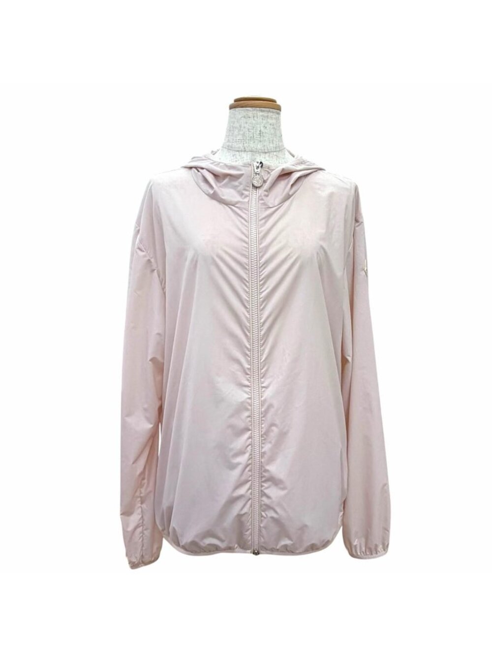 Moncler Fegeo Logo Patch Hooded Zip UP Windbreaker Nylon Jacket Pink